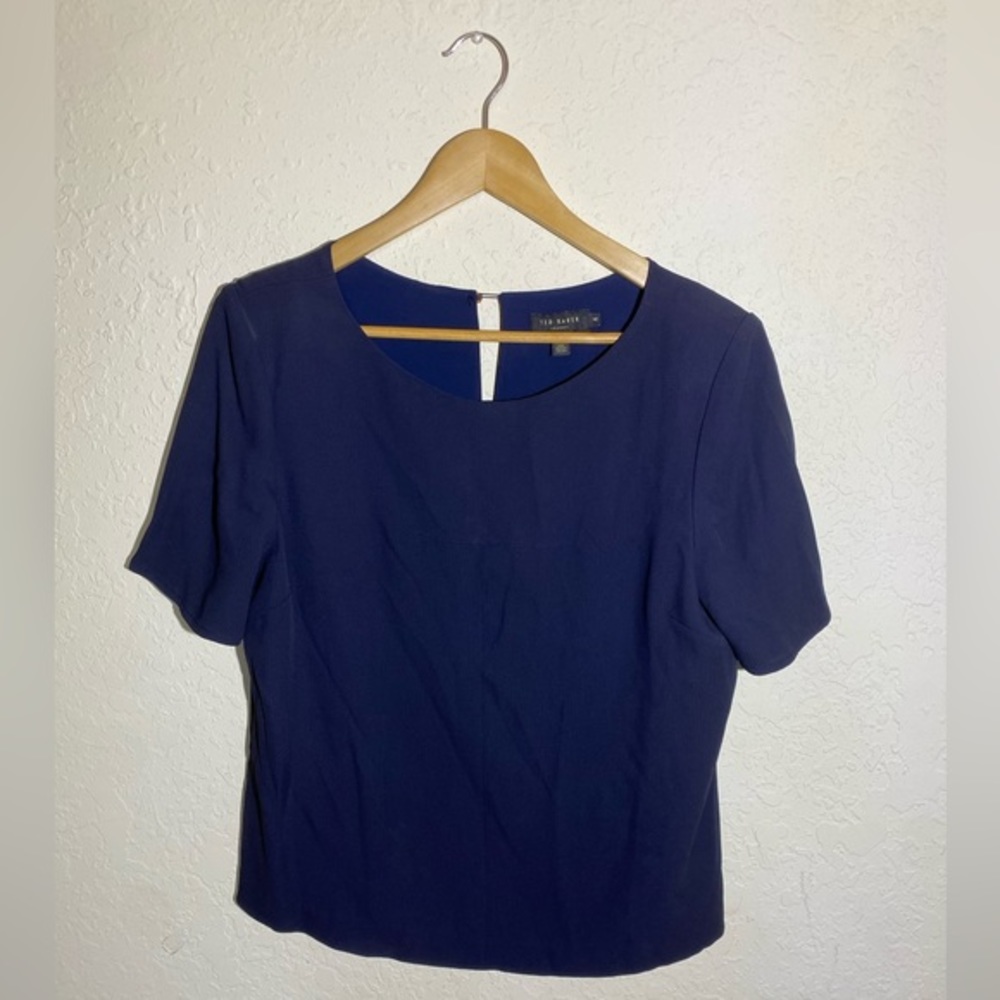 Ted Baker London Dark Blue Short Sleeve Blouse With Padding‎
